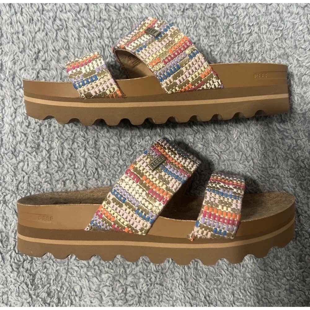 Reef Platform Slip On Sandals Sz7 Boho Cottage Core
